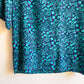 1980s Blue and Turquoise Print Silk Top (S/M)
