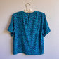 1980s Blue and Turquoise Print Silk Top (S/M)