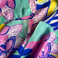 1980s Electric Blue and Turquoise Tropical Print Scarf