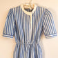 1980s Blue and White Striped Summer Dress (S/M)