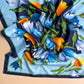 1980s Blue and Orange Tulips Scarf