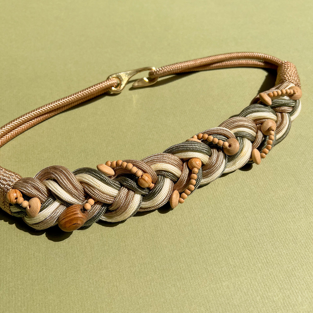 1980s Braided Belt With Wood Beads (S)