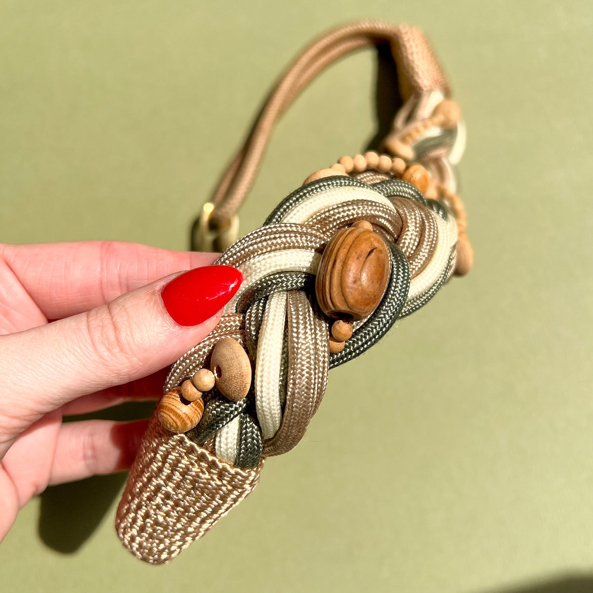 1980s Braided Belt With Wood Beads (S)