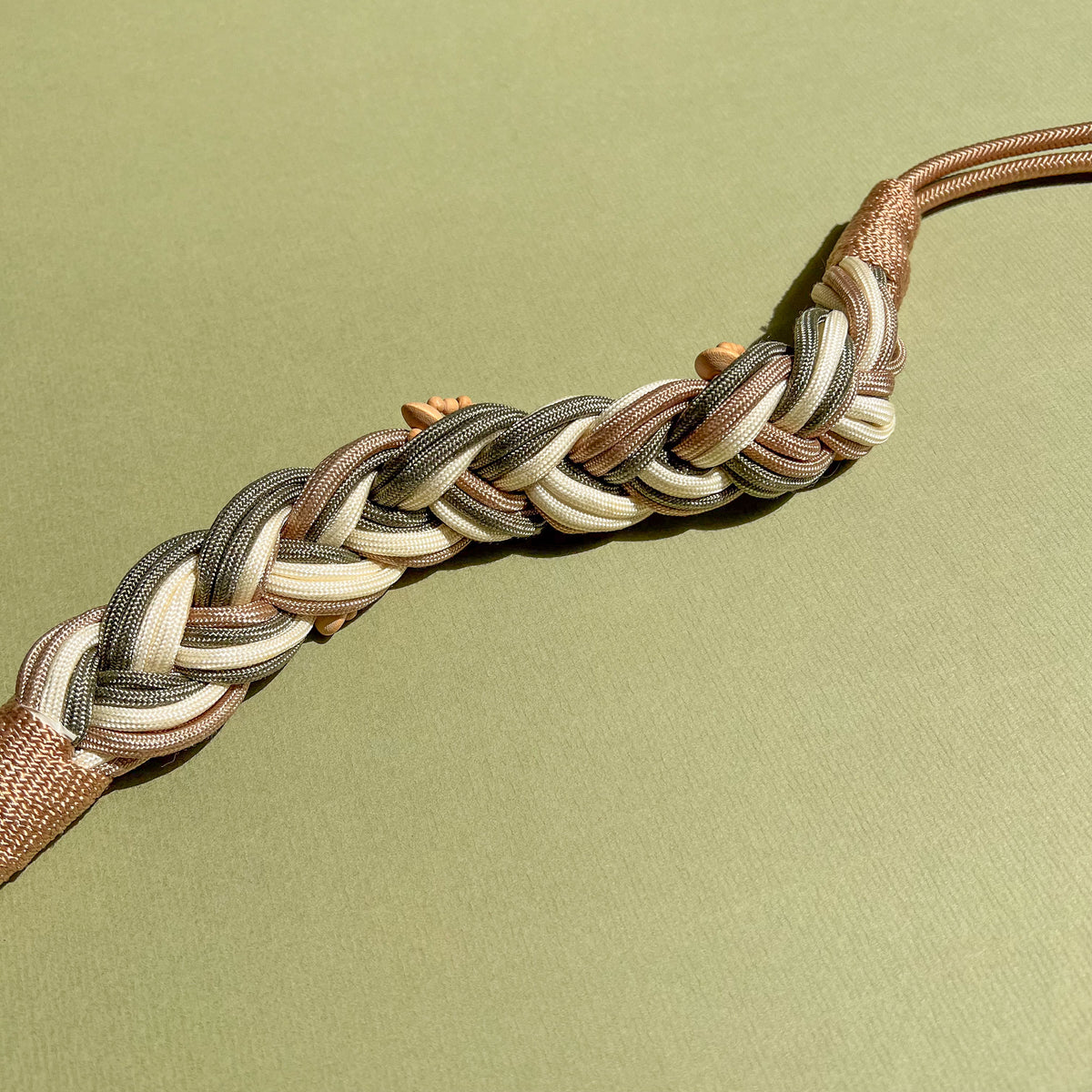1980s Braided Belt With Wood Beads (S)