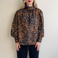 1990s Bronze and Black Animal Print Blouse (L/XL)