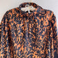1990s Bronze and Black Animal Print Blouse (L/XL)