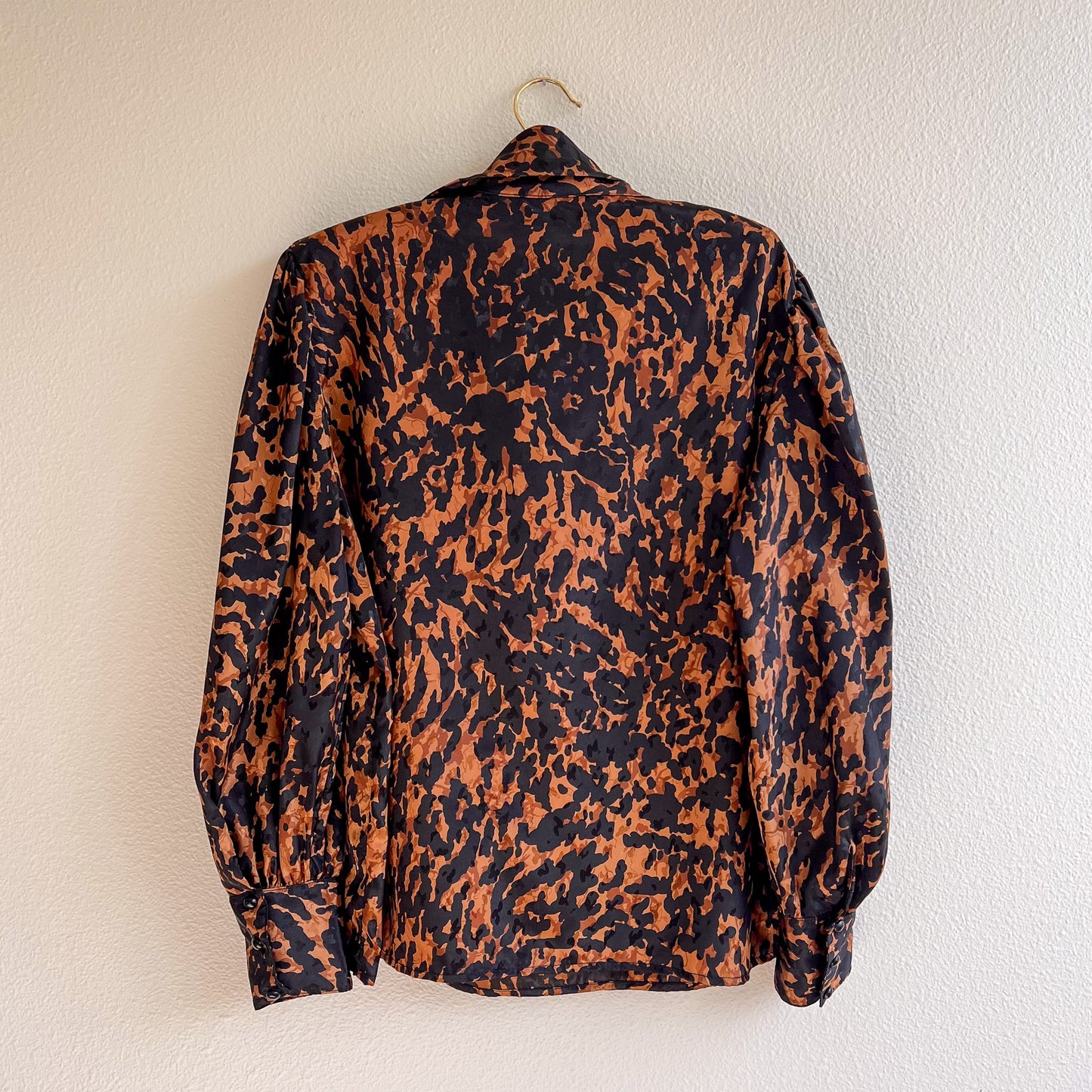 1990s Bronze and Black Animal Print Blouse (L/XL)