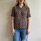 1980s Shades of Brown Knitted Short Sleeve Top (M/L)