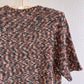 1980s Shades of Brown Knitted Short Sleeve Top (M/L)