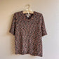 1980s Shades of Brown Knitted Short Sleeve Top (M/L)