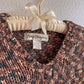 1980s Shades of Brown Knitted Short Sleeve Top (M/L)