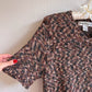 1980s Shades of Brown Knitted Short Sleeve Top (M/L)