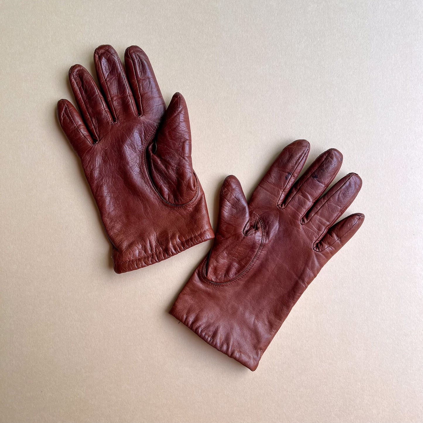 1980s Brown Gloves With Wool Lining
