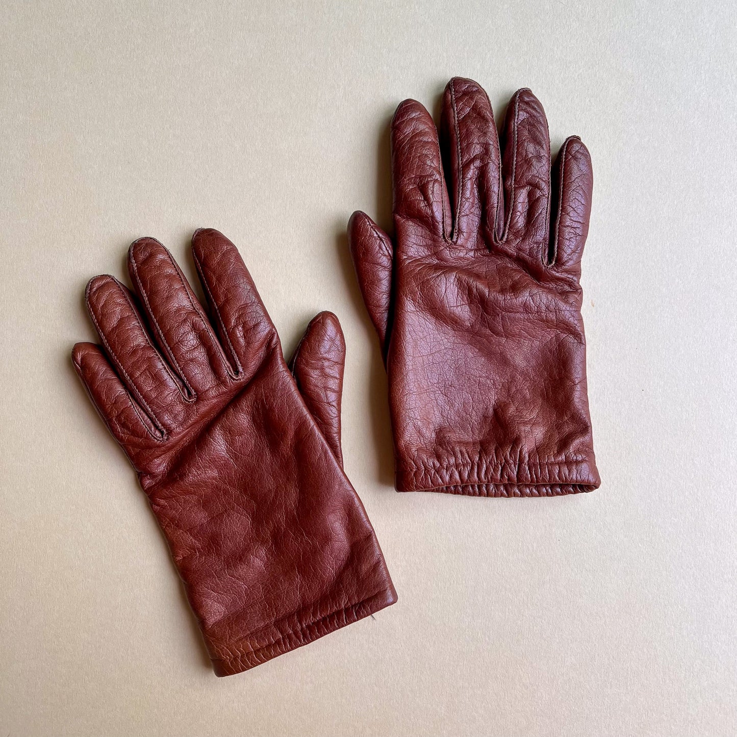 1980s Brown Gloves With Wool Lining