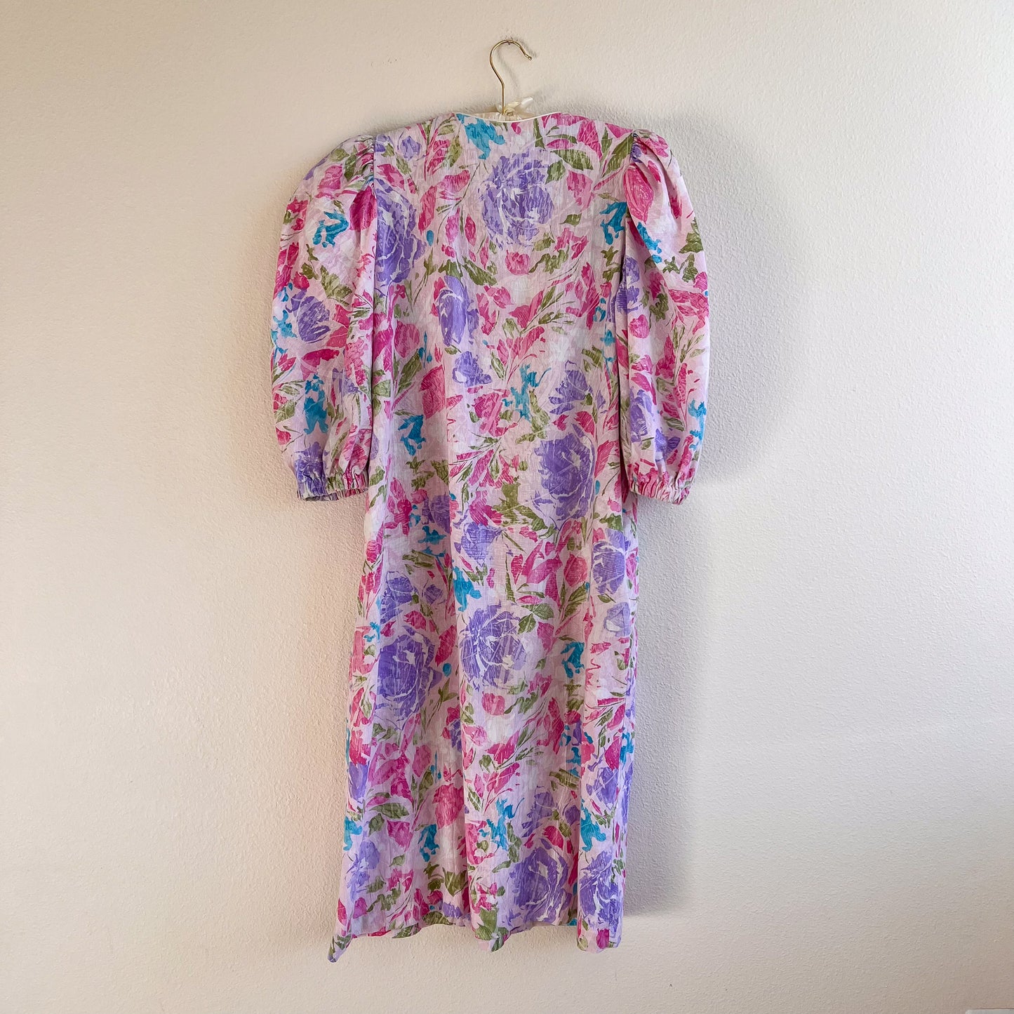 1980s Bullocks Wilshire Purple Print House Dress (S/M)