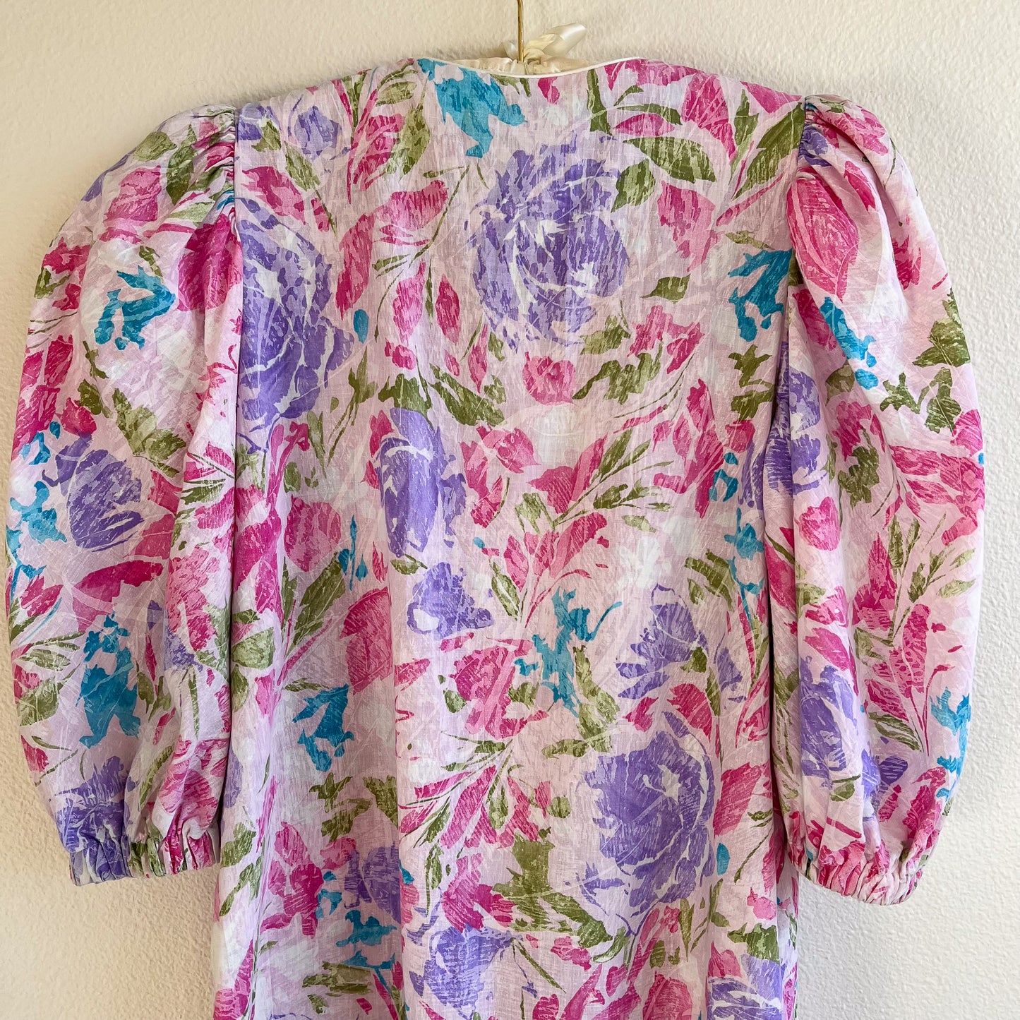 1980s Bullocks Wilshire Purple Print House Dress (S/M)