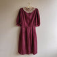 1980s Burgundy Silk Polka Dot Dress With Crochet Collar (M)