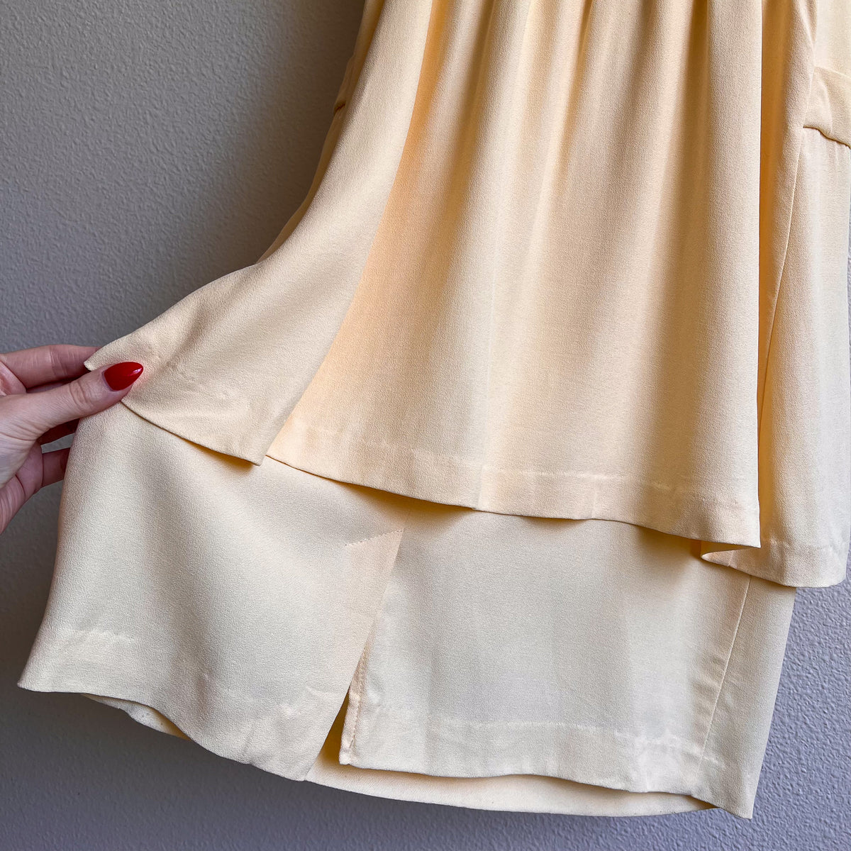 1980s Butter Yellow Rayon Belted Dress (S)