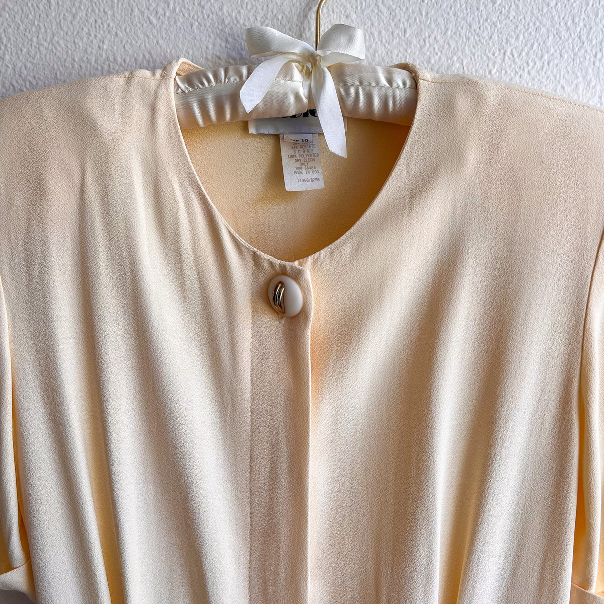 1980s Butter Yellow Rayon Belted Dress (S)