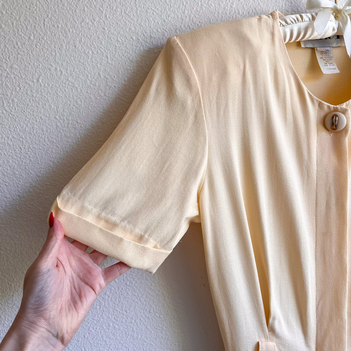 1980s Butter Yellow Rayon Belted Dress (S)
