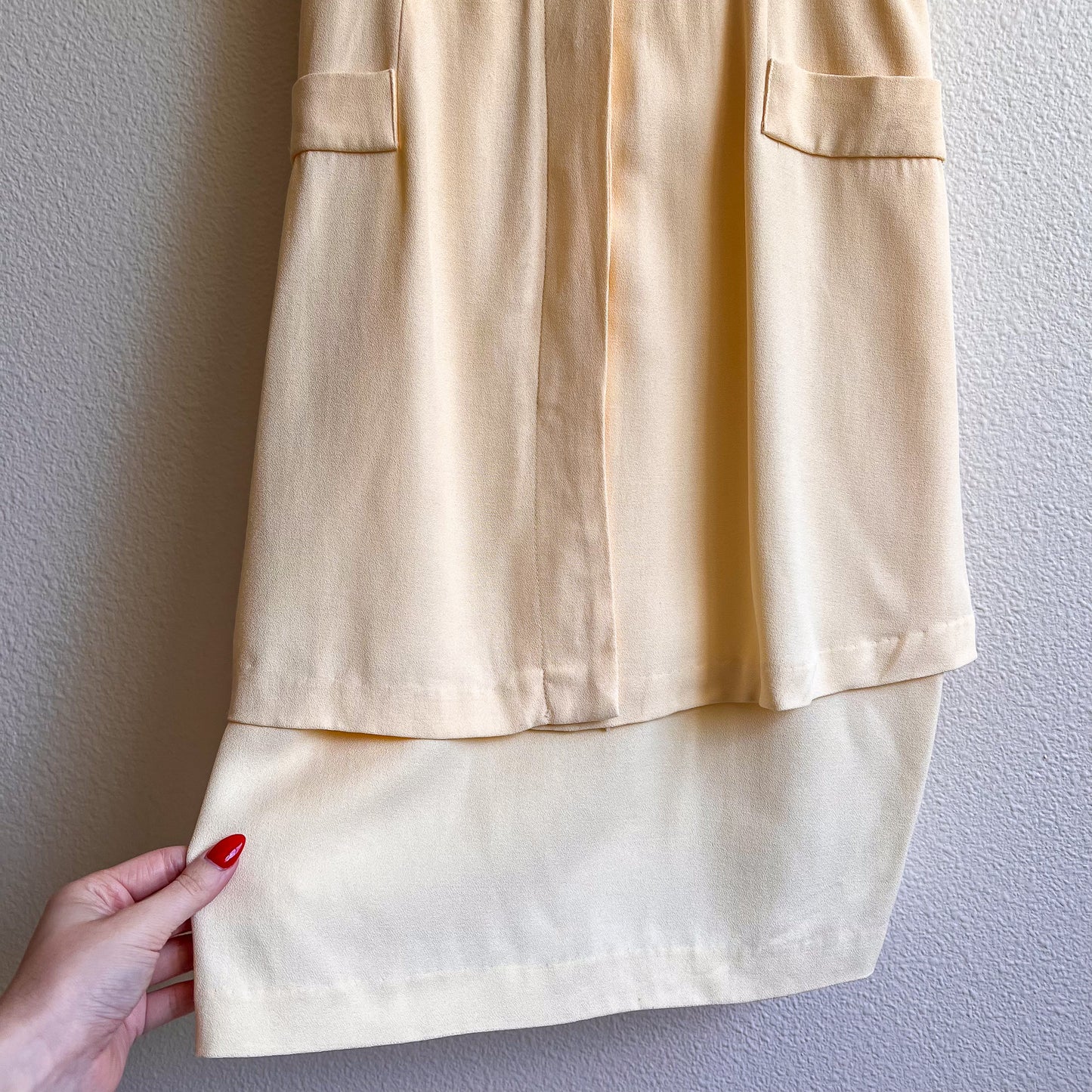 1980s Butter Yellow Rayon Belted Dress (S)