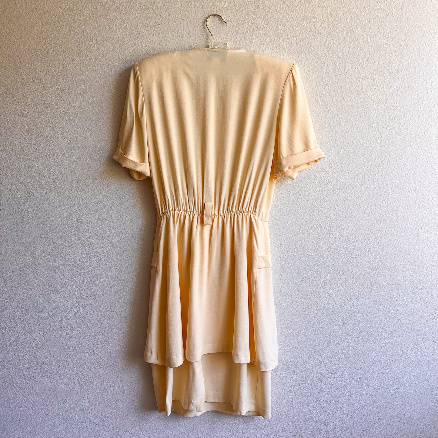 1980s Butter Yellow Rayon Belted Dress (S)