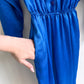 1980s Cobalt Blue Silky Belted Jumpsuit (S/M)