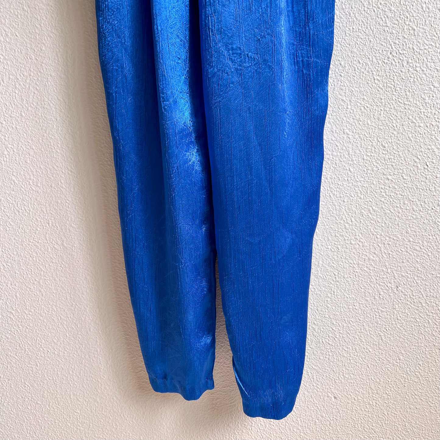 1980s Cobalt Blue Silky Belted Jumpsuit (S/M)