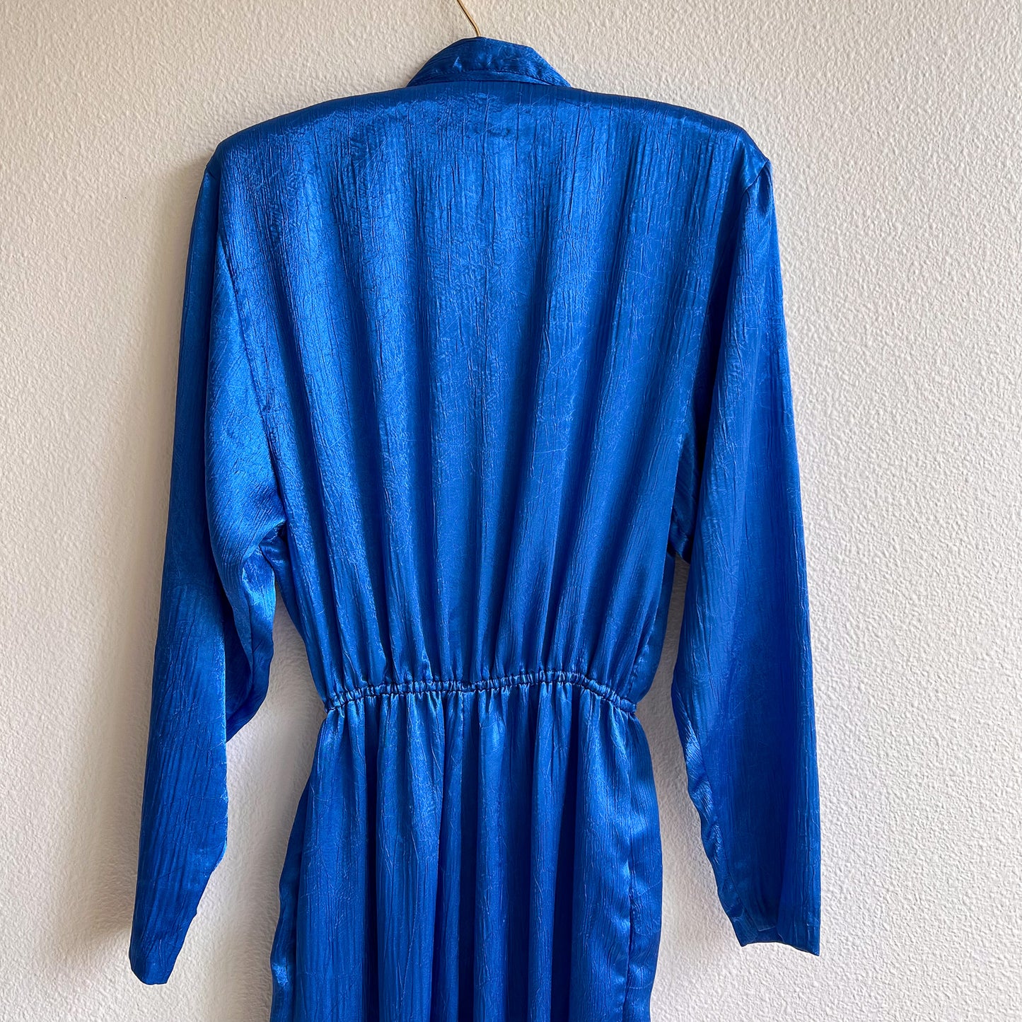 1980s Cobalt Blue Silky Belted Jumpsuit (S/M)