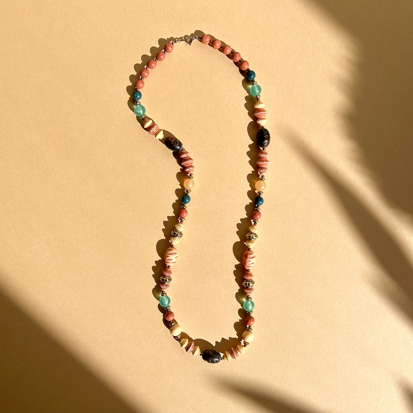 1980s Multi-Color Beads Long Necklace