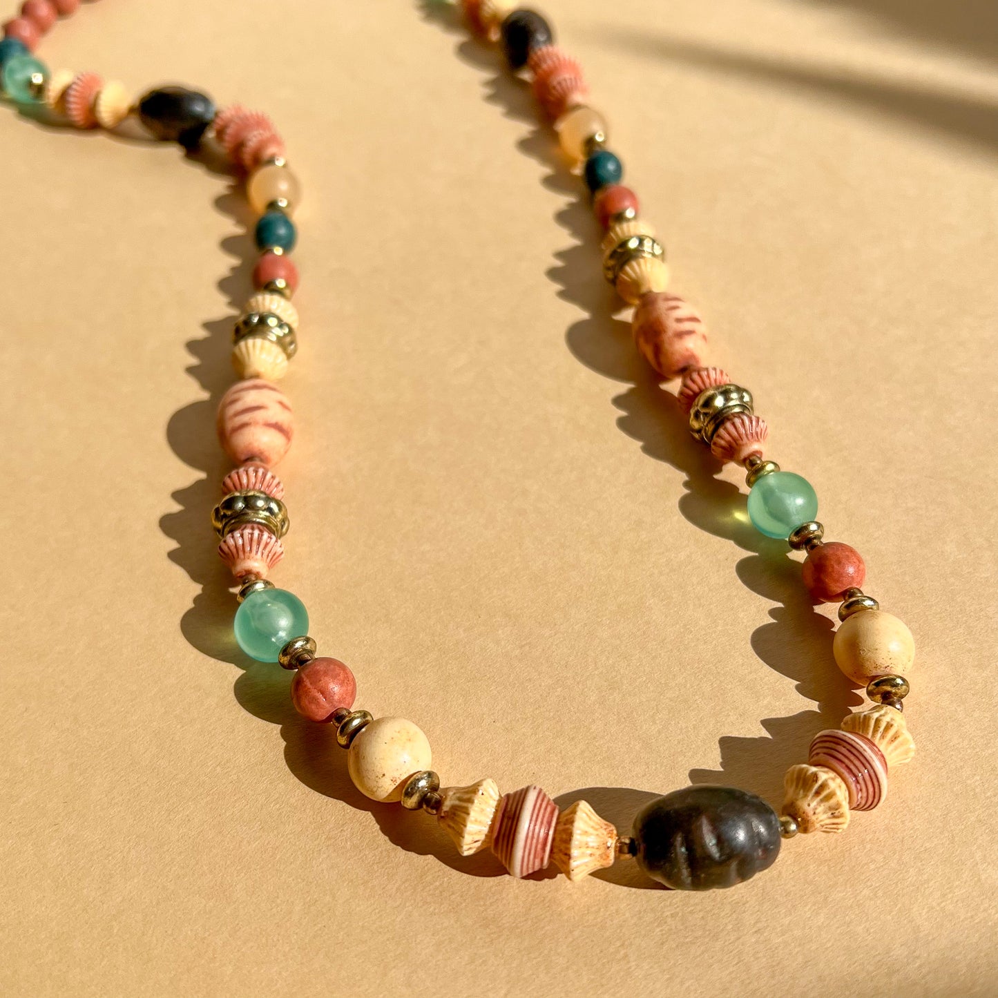 1980s Multi-Color Beads Long Necklace