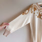 Stunning 1980s Cream Sweater With Gold Sequins (M/L)