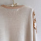 Stunning 1980s Cream Sweater With Gold Sequins (M/L)