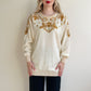 Stunning 1980s Cream Sweater With Gold Sequins (M/L)