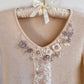 Cute 1980s Cream Sweater With Floral Appliqué (S)