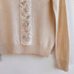 Cute 1980s Cream Sweater With Floral Appliqué (S)