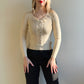 Cute 1980s Cream Sweater With Floral Appliqué (S)