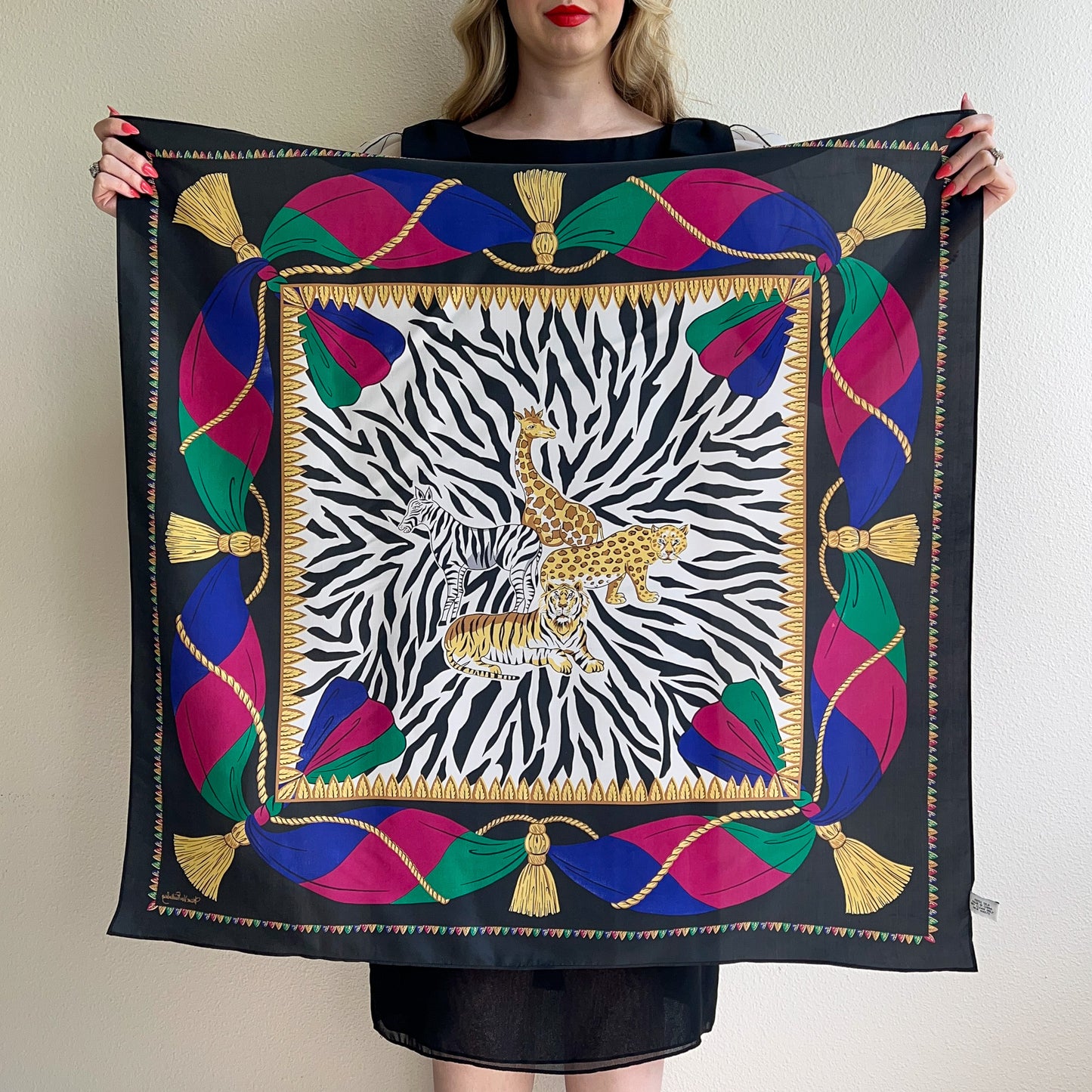 1980s Diane Von Furstenberg Zebra Print Silk Scarf