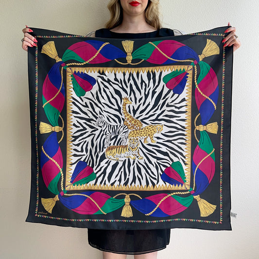 1980s Diane Von Furstenberg Zebra Print Silk Scarf