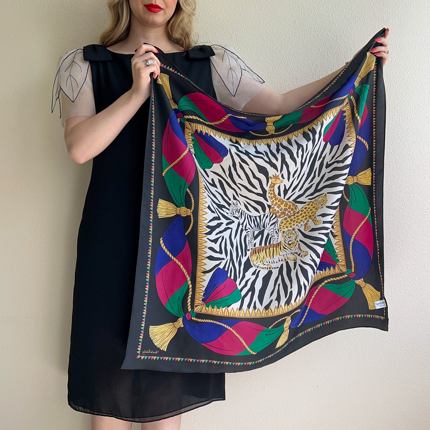 1980s Diane Von Furstenberg Zebra Print Silk Scarf