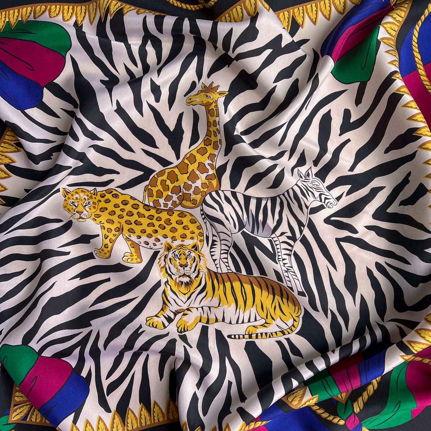 1980s Diane Von Furstenberg Zebra Print Silk Scarf