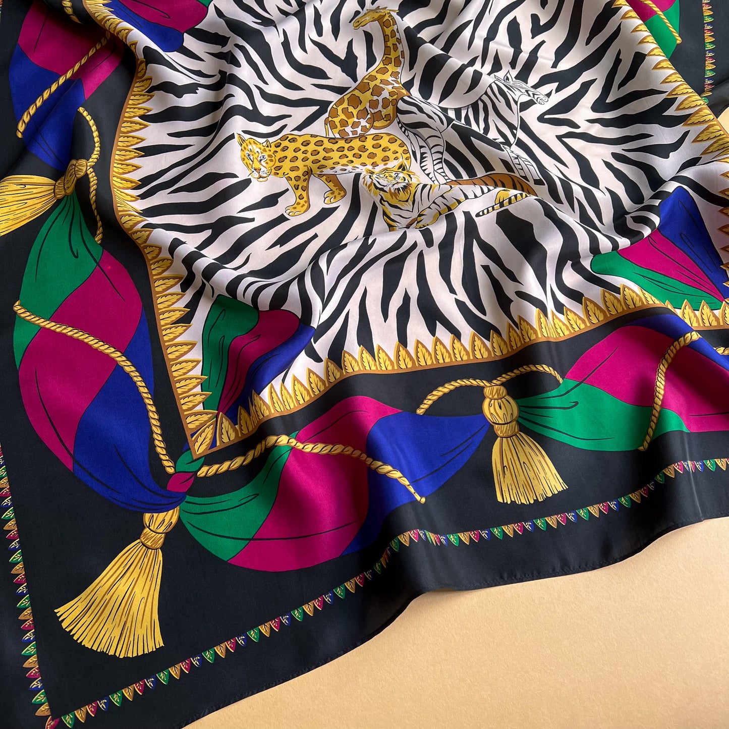 1980s Diane Von Furstenberg Zebra Print Silk Scarf