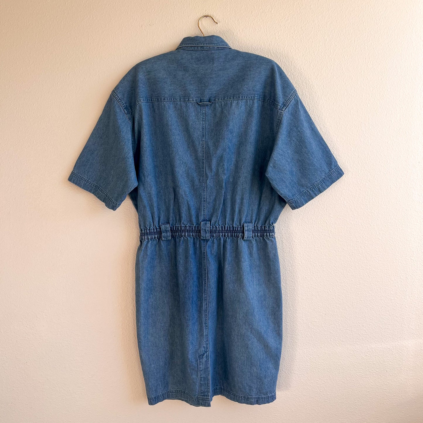 1980s Denim Buttoned Dress With Pockets (L/XL)