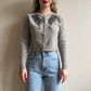 1980s-Does-1950s Gray Cardigan With Beading (S/M)