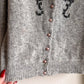 1980s-Does-1950s Gray Cardigan With Beading (S/M)