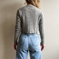 1980s-Does-1950s Gray Cardigan With Beading (S/M)