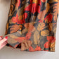 1980s Double-Breasted Dress With Golden Red Flora Print (L/XL)