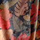 1980s Double-Breasted Dress With Golden Red Flora Print (L/XL)