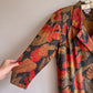 1980s Double-Breasted Dress With Golden Red Flora Print (L/XL)