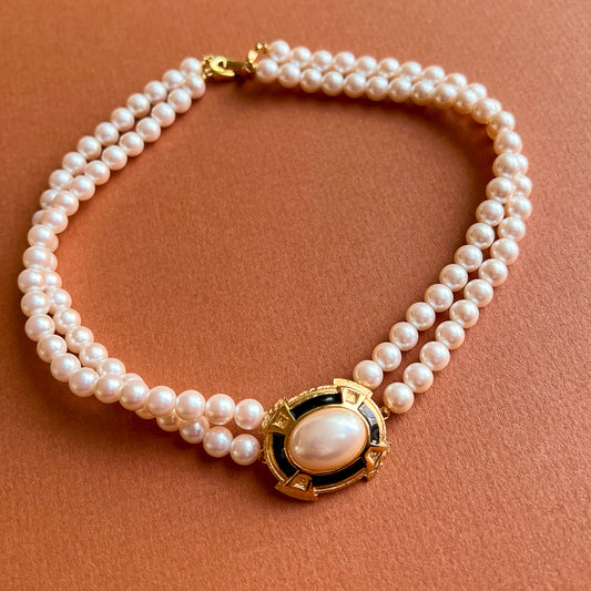 1980s Double-Strand Faux Pearl Choker Necklace